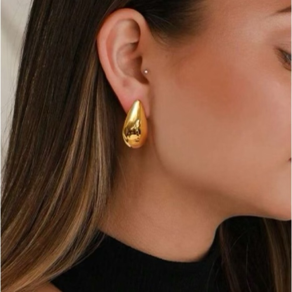 14k Gold plated Bottega style Hailey Bieber Dome Rain Drop Earrings